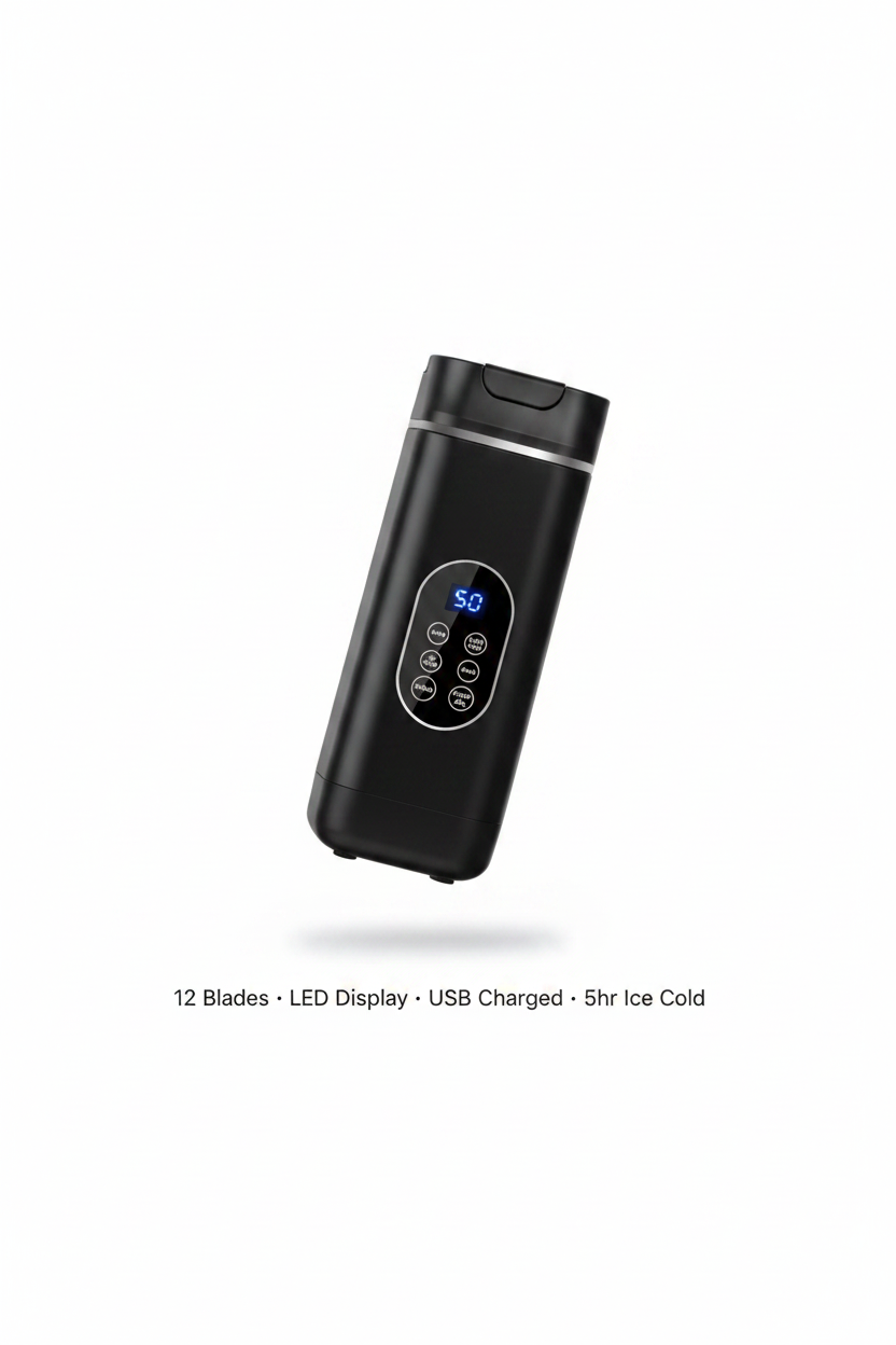 Portable Juicer with LED Display - USB Rechargeable Handheld Juice Blender